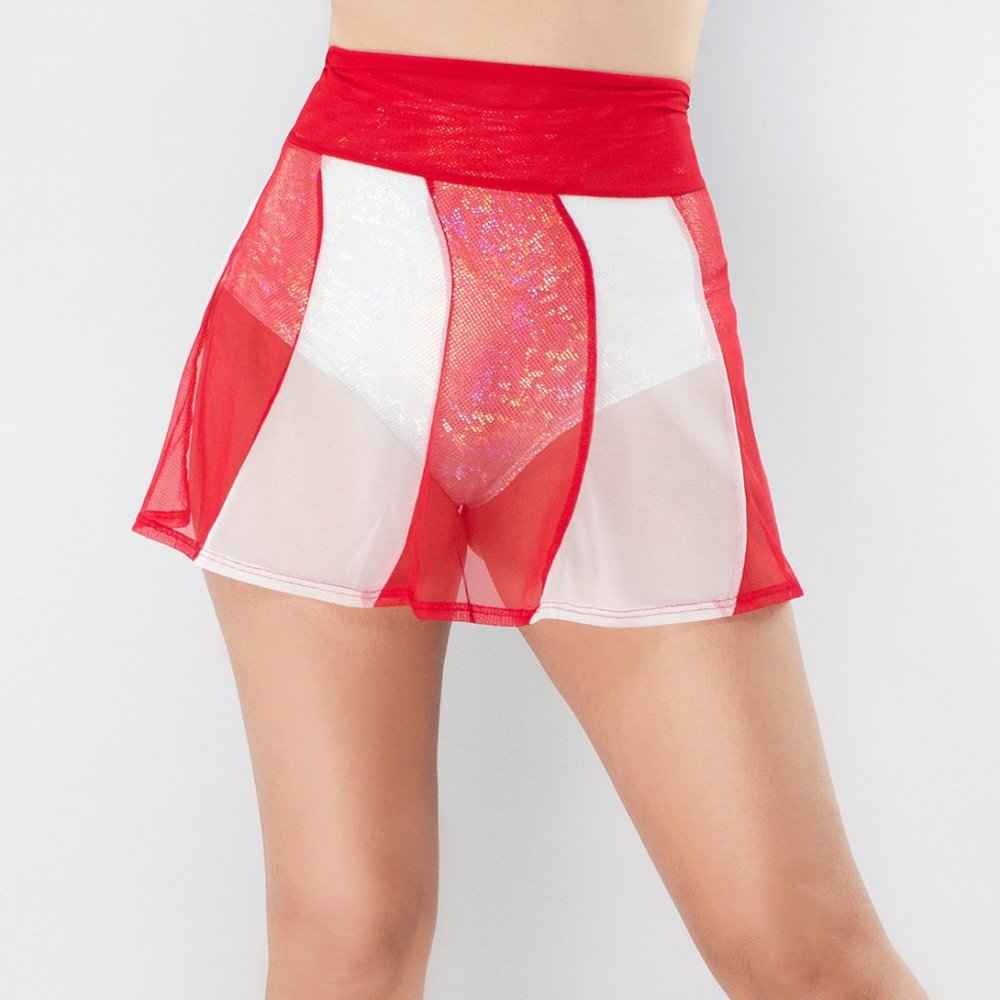 J Valentine Candy Cane Swirl Mesh Skater Skirt